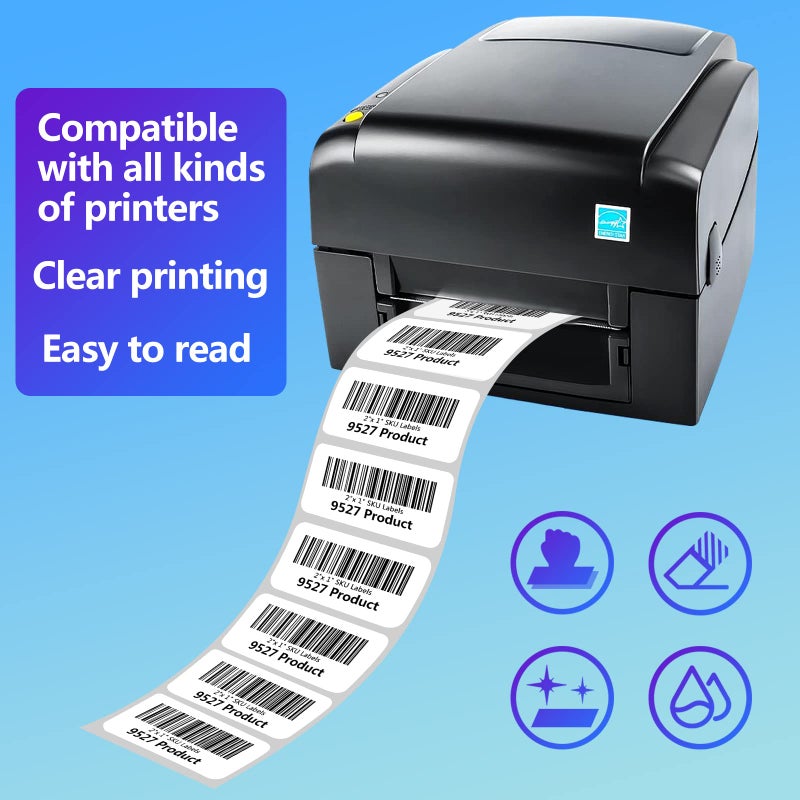 9527 برودكت 9527 منتج 2 × 1 ملصق لاصق، 12000 ملصق حراري مباشر، 12 لفة - Image 5